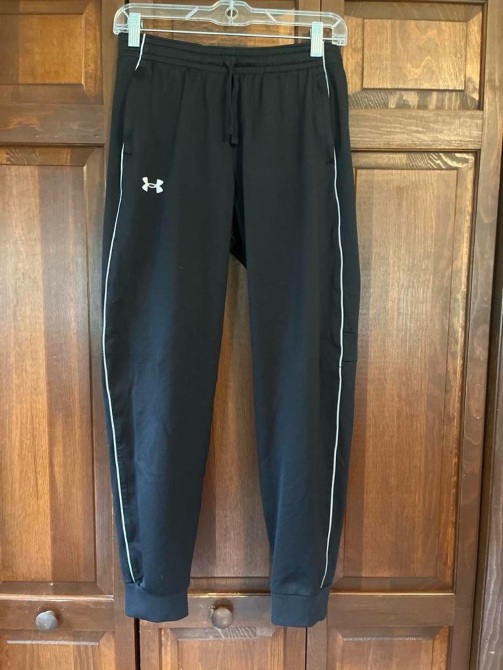 Under Armour Black Jogger Sweatpants with White Piping